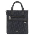 Dior 2-Way Safari North South Tote Bag Canvas Leather Black Silver