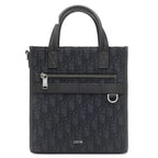 Dior 2-Way Safari North South Tote Bag Canvas Leather Black Silver