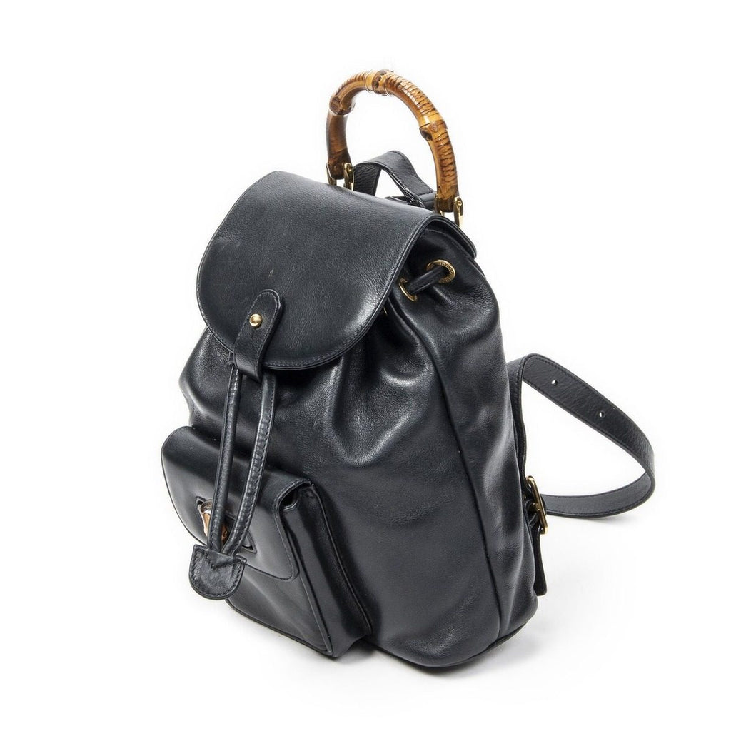Gucci Mini Bamboo Backpack Navy Calfskin Leather — view 2