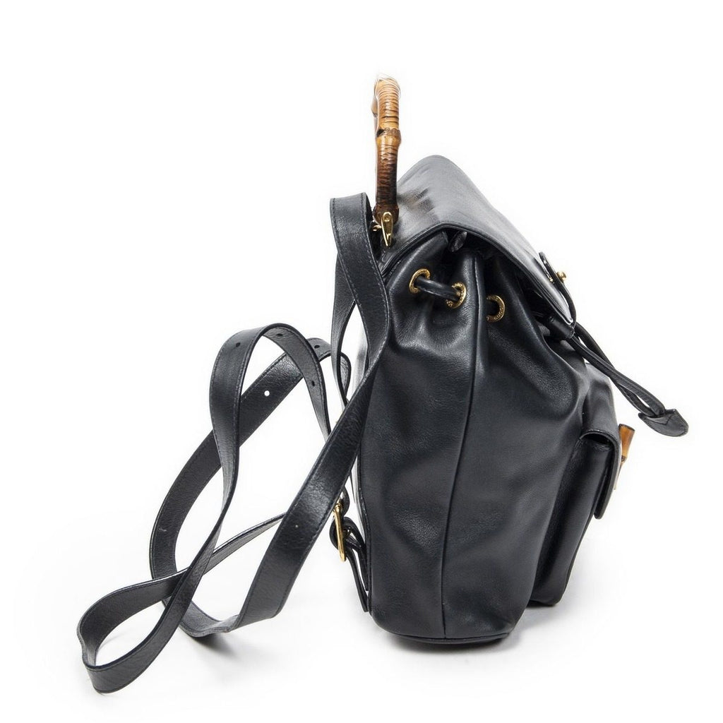 Gucci Mini Bamboo Backpack Navy Calfskin Leather — view 4
