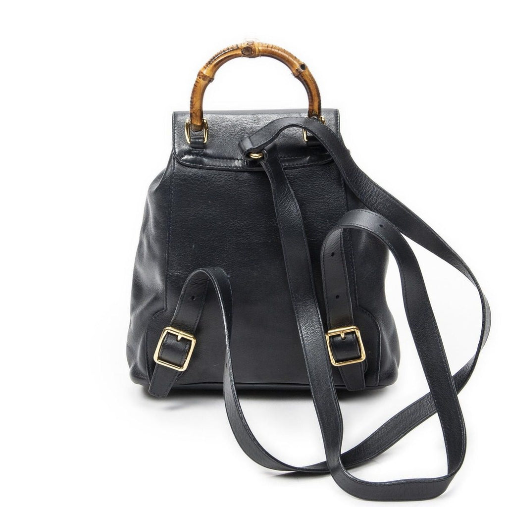 Gucci Mini Bamboo Backpack Navy Calfskin Leather — view 5