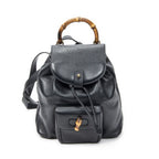 Gucci Mini Bamboo Backpack Navy Calfskin Leather