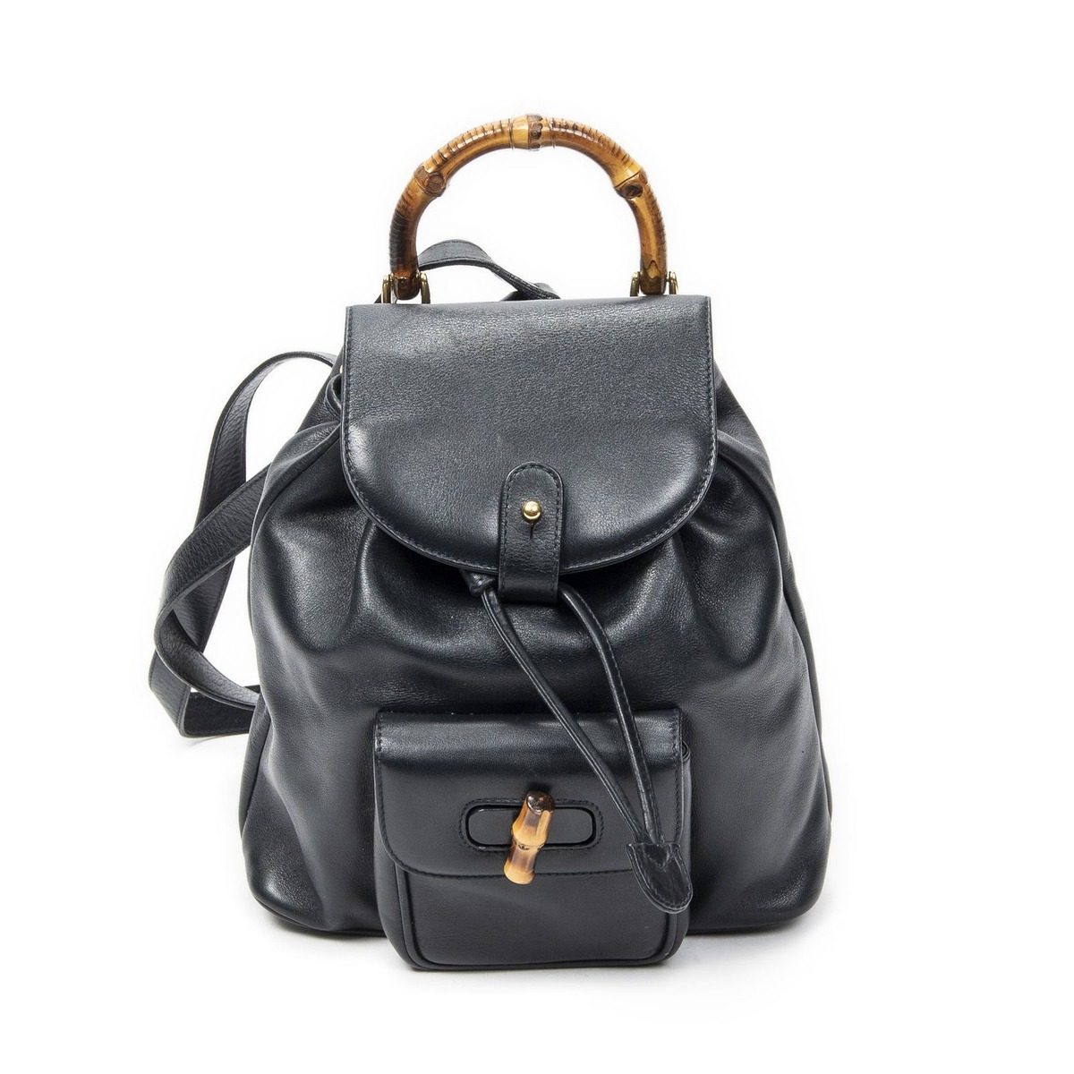 Gucci Mini Bamboo Backpack Navy Calfskin Leather