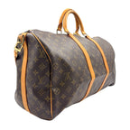 Louis Vuitton Keepall Bandouliere 50 Monogram Leather Brown Boston Bag Gold — view 2
