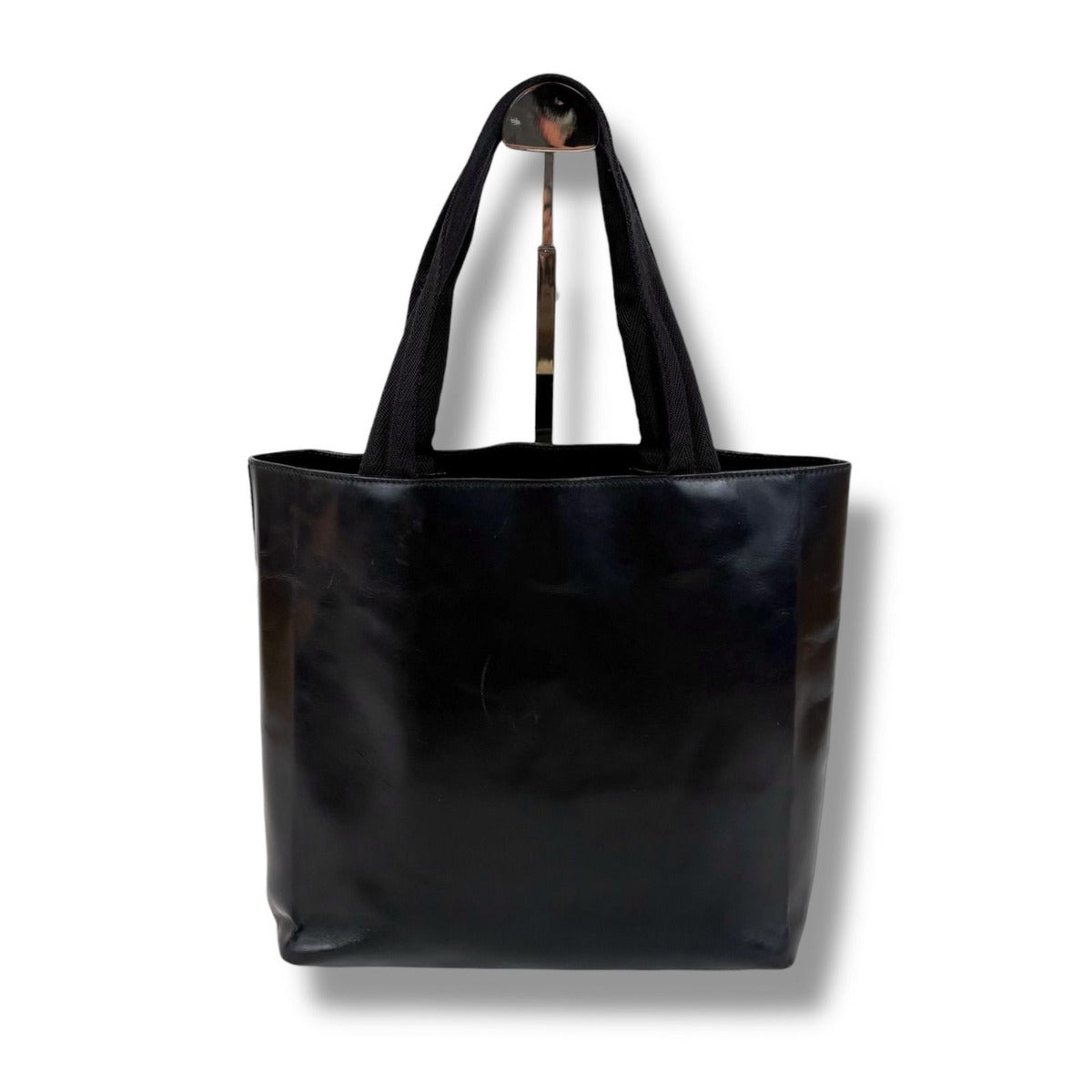 Prada Mini Tote Punching Logo Black Leather Vintage — view 2