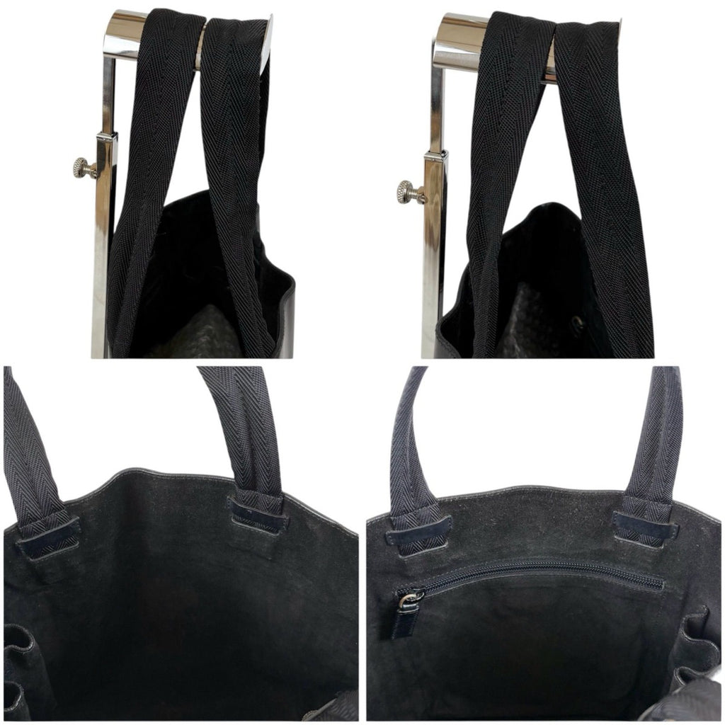 Prada Mini Tote Punching Logo Black Leather Vintage — view 6