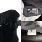 Prada Mini Tote Punching Logo Black Leather Vintage — view 7