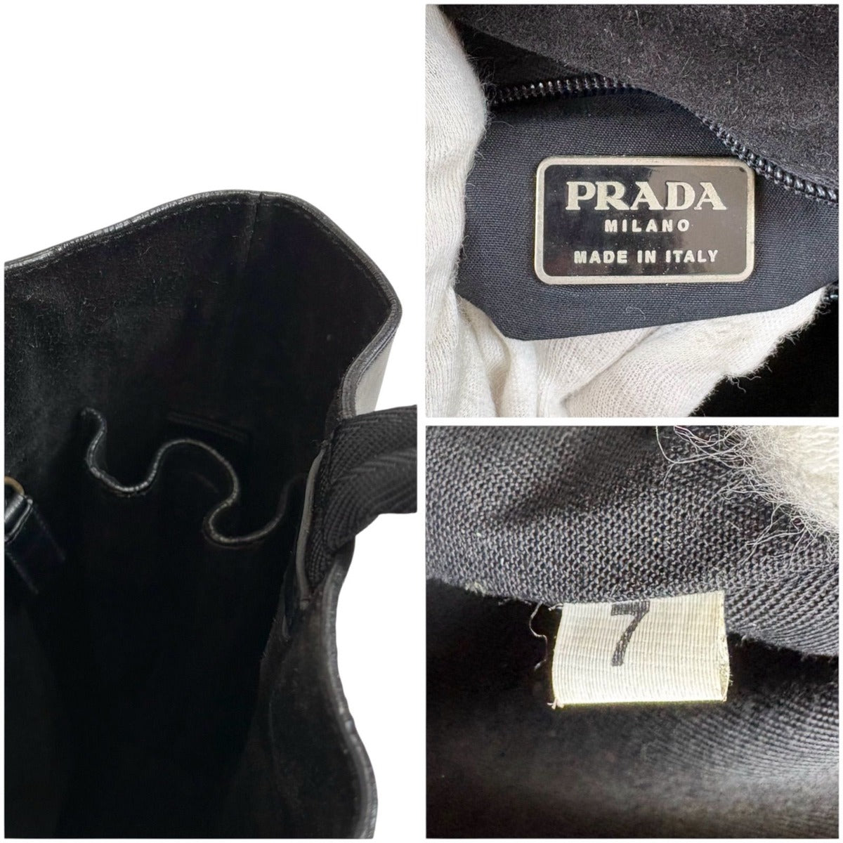 Prada Mini Tote Punching Logo Black Leather Vintage — view 7