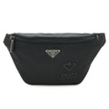 Prada Re-Nylon Logo Triangle Belt Bag Waist Pouch Hip Nylon Nero Black Silver