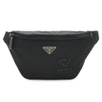 Prada Re-Nylon Logo Triangle Belt Bag Waist Pouch Hip Nylon Nero Black Silver