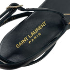 Saint Laurent Cassandra Sandals Shoes Leather Black Gold YSL Hardware Strap — view 7