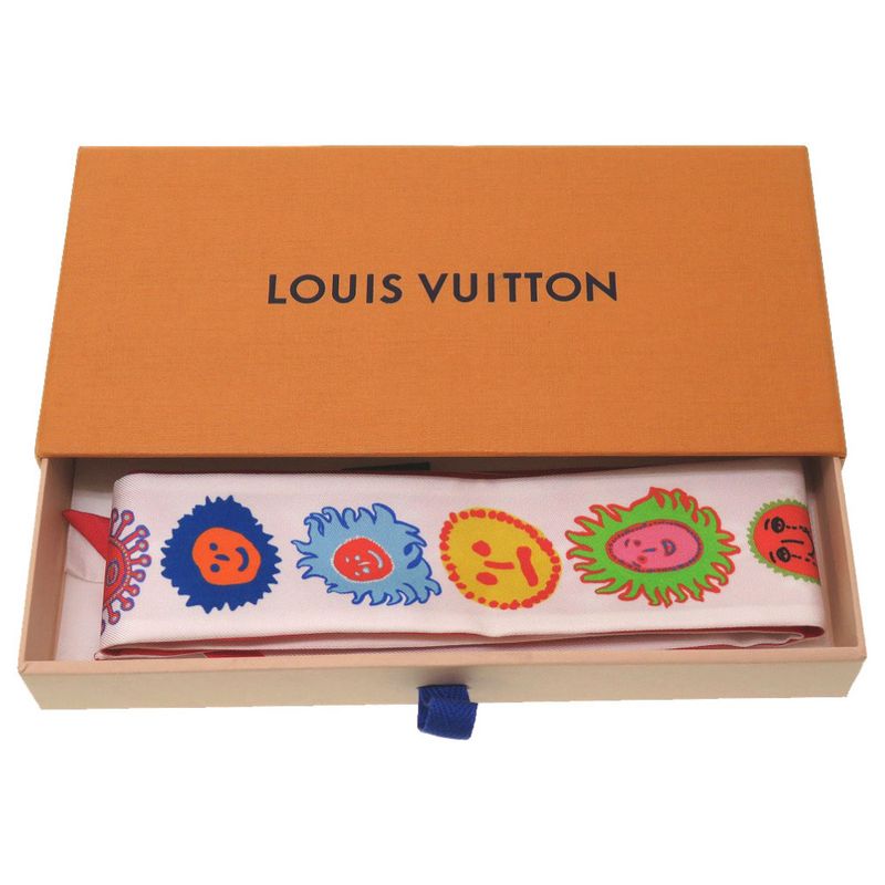 Louis Vuitton Yayoi Kusama YK Bandeau BB Face Silk White Red Scarf — view 2