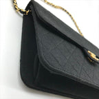 Chanel CC Logo Cotton Jersey Quilted Chain Shoulder Bag Black — view 5