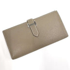 Hermes Bearn Souffle Bifold Wallet Chevre Etoupe Silver