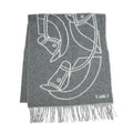 Hermes Muffler Entrelac Equestre Gray 100% Cashmere Fringe Accessori Scarf