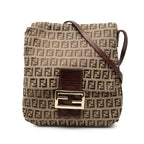 Fendi Zucchino Crossbody Shoulder Bag Brown Canvas Leather