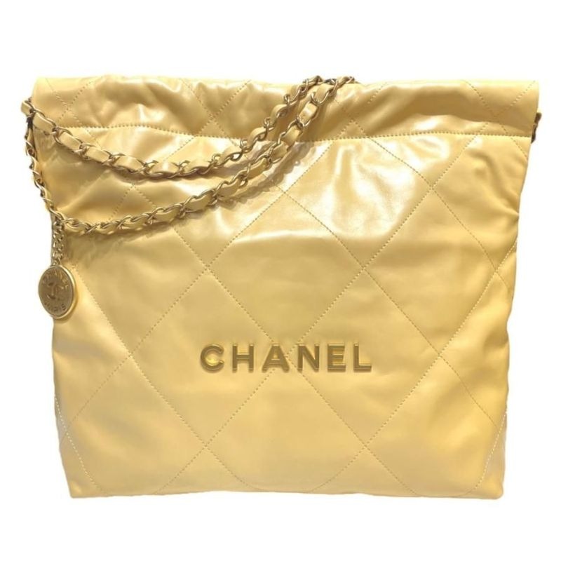Chanel 22 Tote Small Handbag As3260 Quilted Plate Yellow