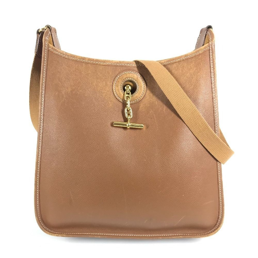 Hermes Shoulder Bag Vespa PM Leather Brown