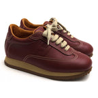 Hermes Shoes Sneakers Low Cut Women Leather Red Brown — view 2