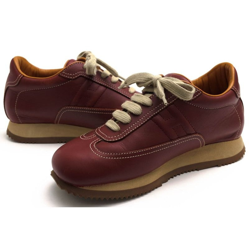 Hermes Shoes Sneakers Low Cut Women Leather Red Brown — view 3