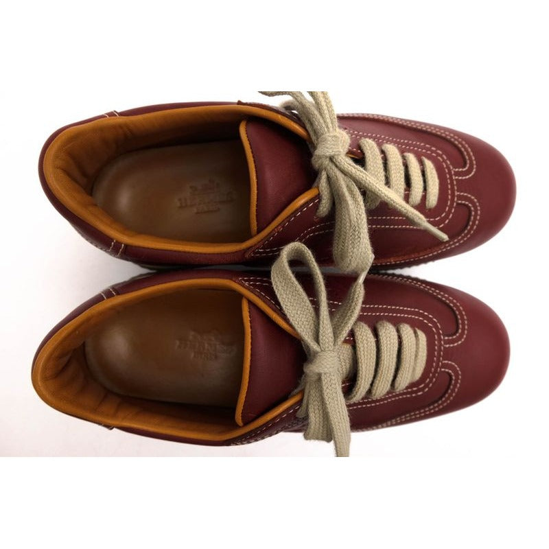 Hermes Shoes Sneakers Low Cut Women Leather Red Brown — view 5