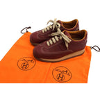 Hermes Shoes Sneakers Low Cut Women Leather Red Brown — view 8