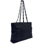 Prada Triangle Logo Stitch Nylon Black Tote Silver — view 2