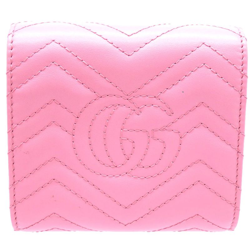 Gucci Compact Wallet GG Marmont Bifold Leather Pink 0052 — view 3