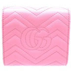 Gucci Compact Wallet GG Marmont Bifold Leather Pink 0052 — view 3