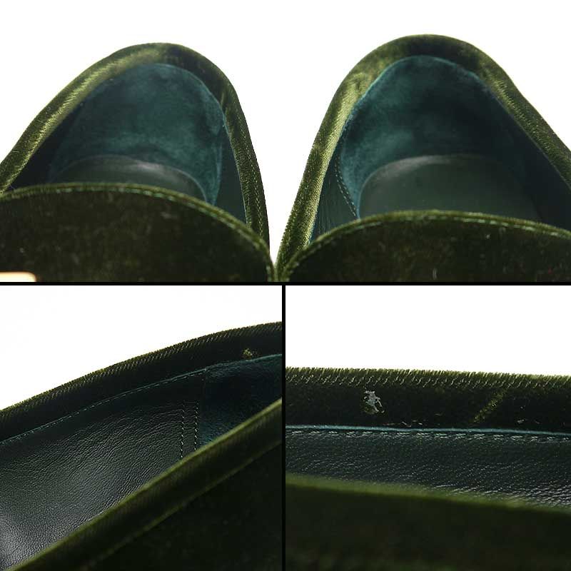 Hermes Moccasins Paris Velours 36.5 Green and Gold Hardware — view 5
