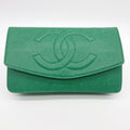 Chanel Pouch Caviar Leather Green CC Logo