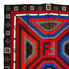 Fendi Large Silk Scarf Zucca Pattern Pecan Red Brown — view 3