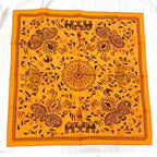 Hermes Carre 90 Scarf Kantha Silk Orange