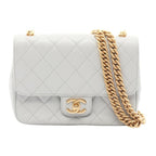 Chanel Shoulder Bag Quilted Light Gray Leather Small Flap Chain