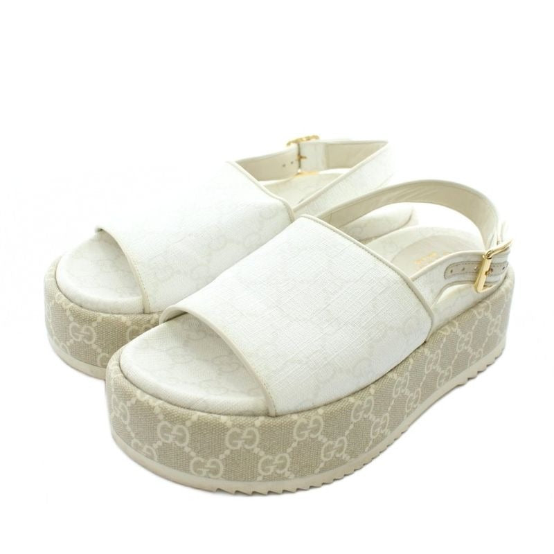 Gucci Sandals Platform GG Supreme Thick Sole Open Toe Strap 35