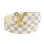 Louis Vuitton Ceinture LV Initial Ivory Damier Azur Canvas Reversible 100/40