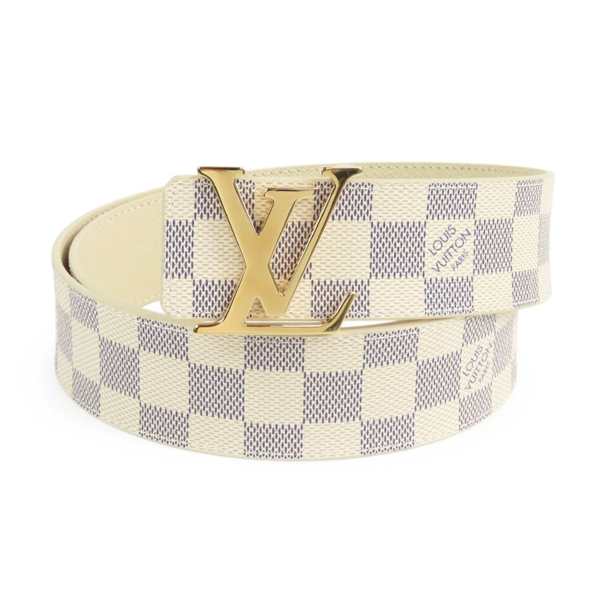 Louis Vuitton Ceinture LV Initial Ivory Damier Azur Canvas Reversible 100/40