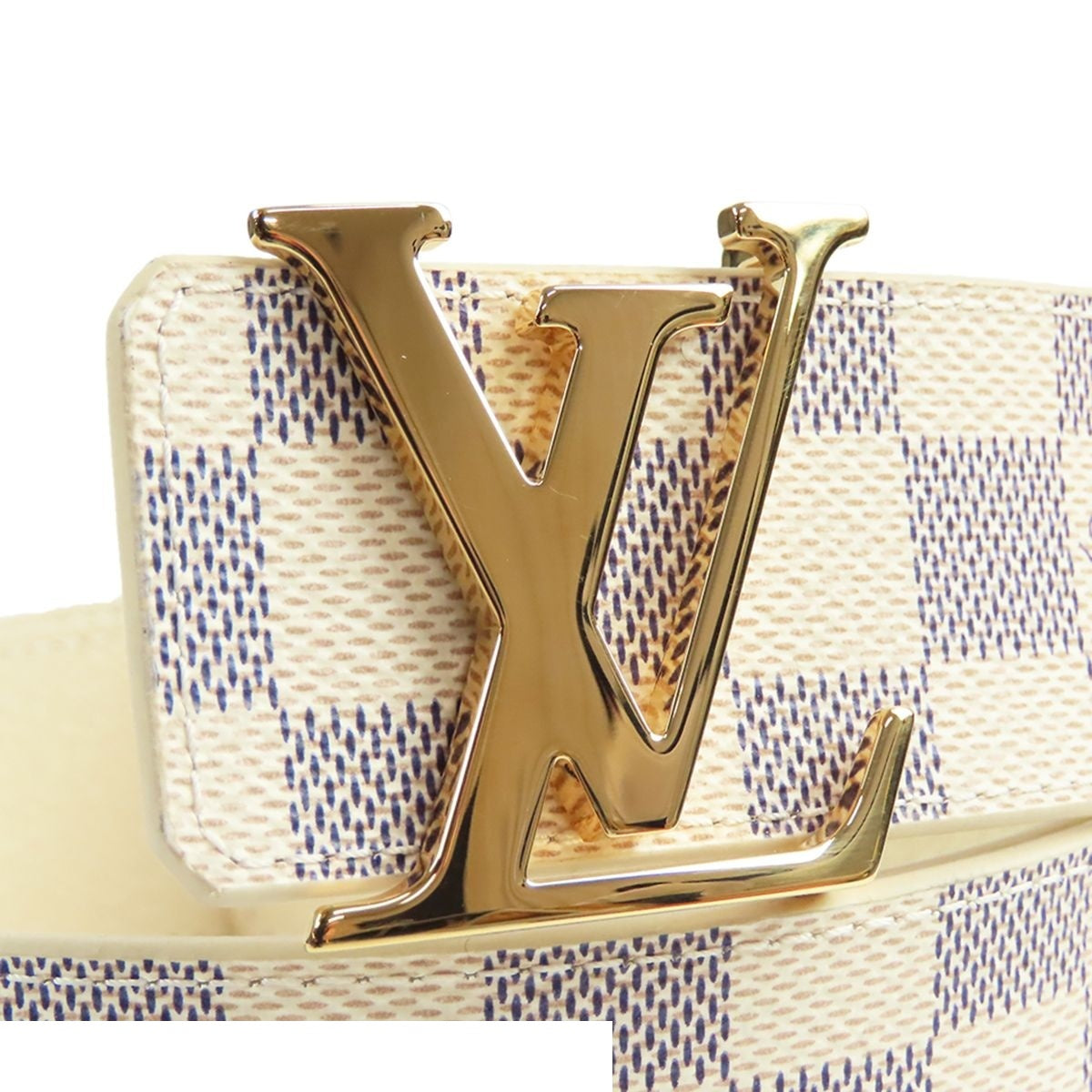 Louis Vuitton Ceinture LV Initial Ivory Damier Azur Canvas Reversible 100/40 — view 2