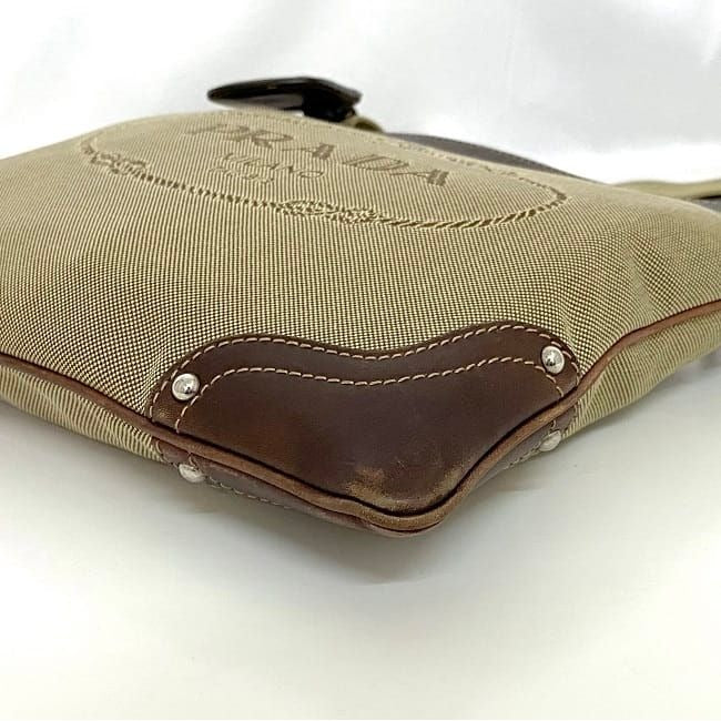 Prada Shoulder Bag Beige Brown Bt0536 Jacquard — view 8