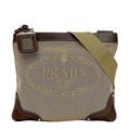 Prada Shoulder Bag Beige Brown Bt0536 Jacquard