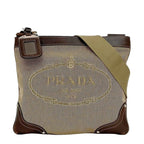 Prada Shoulder Bag Beige Brown Bt0536 Jacquard