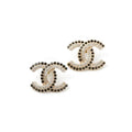 Chanel Earrings Gold Coco Mark Rhinestone