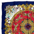 Hermes Carre 90 Scarf Silk Luna Park Amusement Merigo Land Navy — view 3