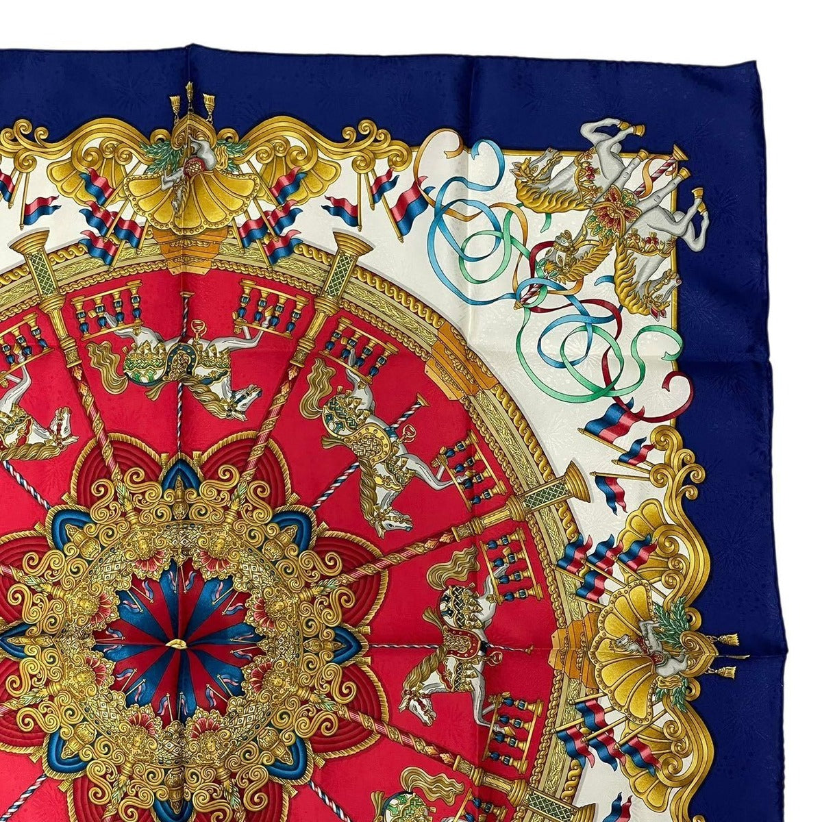 Hermes Carre 90 Scarf Silk Luna Park Amusement Merigo Land Navy — view 4