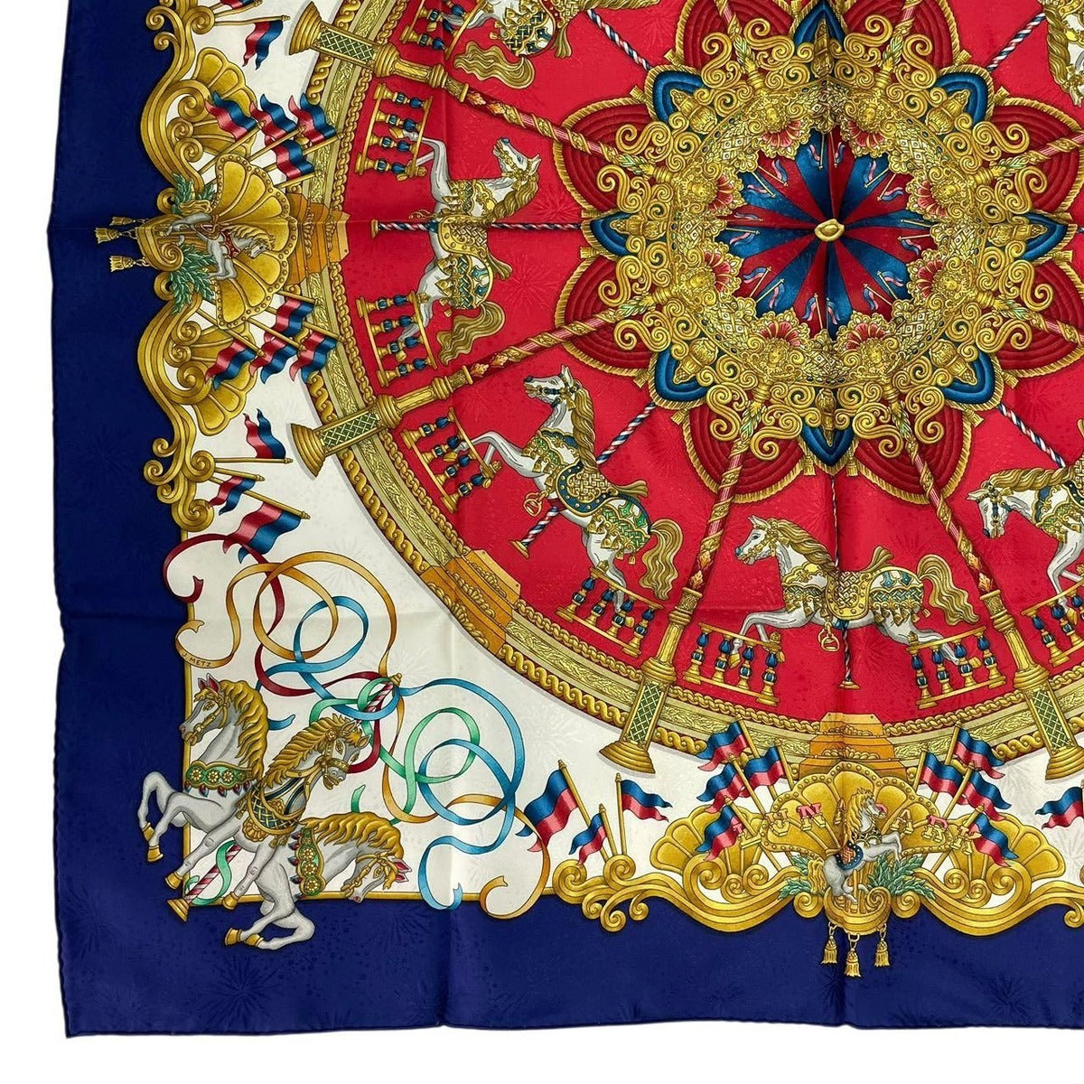 Hermes Carre 90 Scarf Silk Luna Park Amusement Merigo Land Navy — view 5