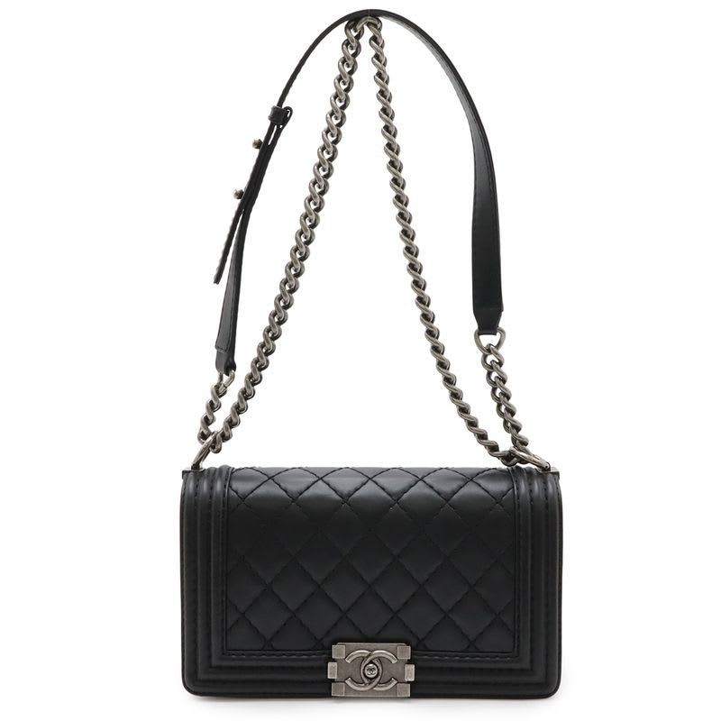 Chanel Boy 25 Wild Stitch Quilted Chain Shoulder Bag Soft