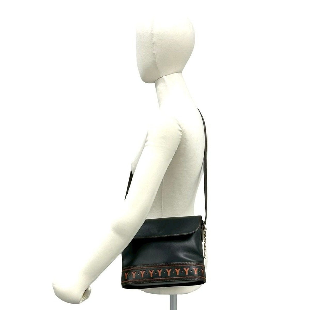 Saint Laurent Yves Cassandra Cutout Leather Shoulder Bag Black — view 2