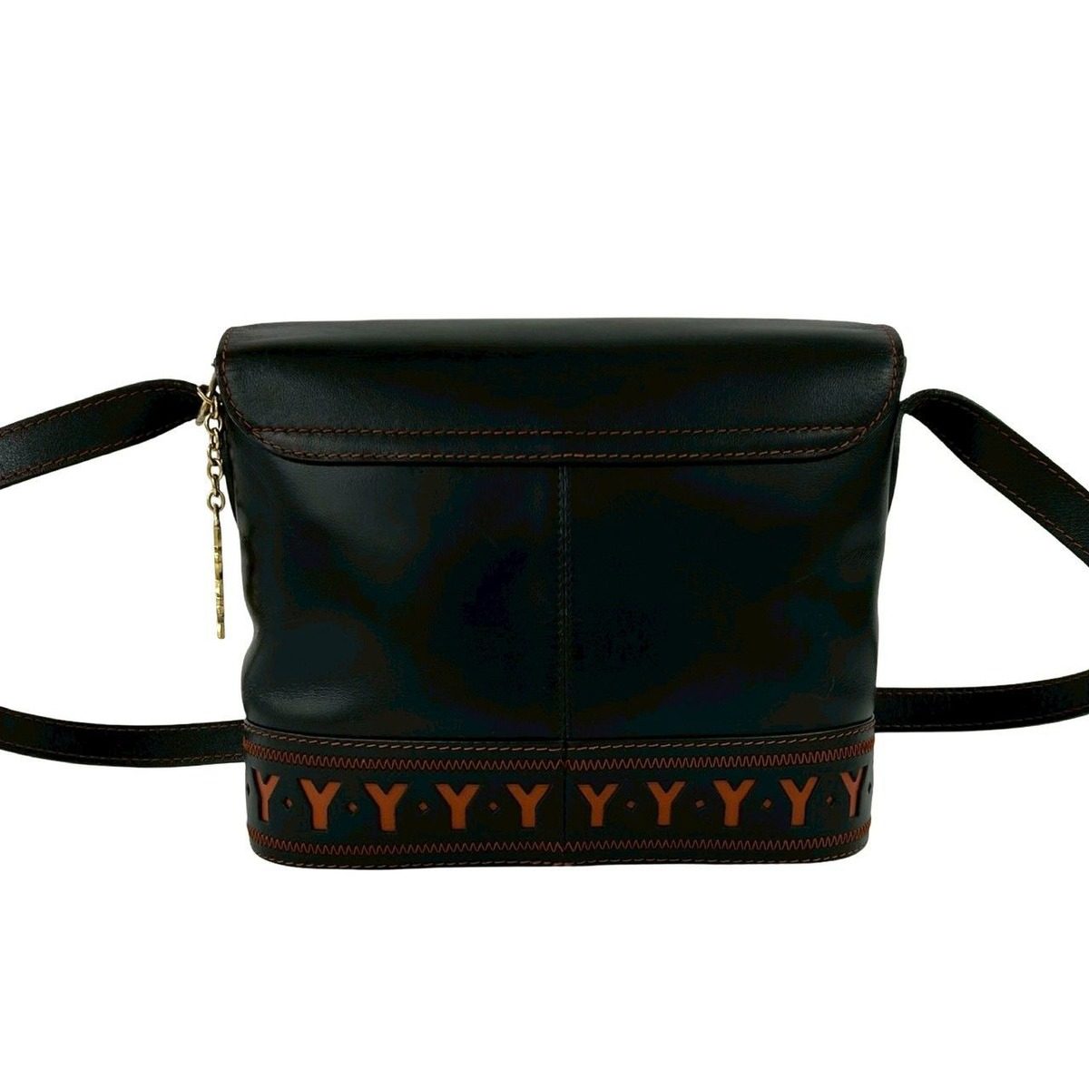 Saint Laurent Yves Cassandra Cutout Leather Shoulder Bag Black — view 3