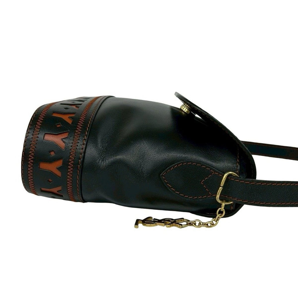 Saint Laurent Yves Cassandra Cutout Leather Shoulder Bag Black — view 6