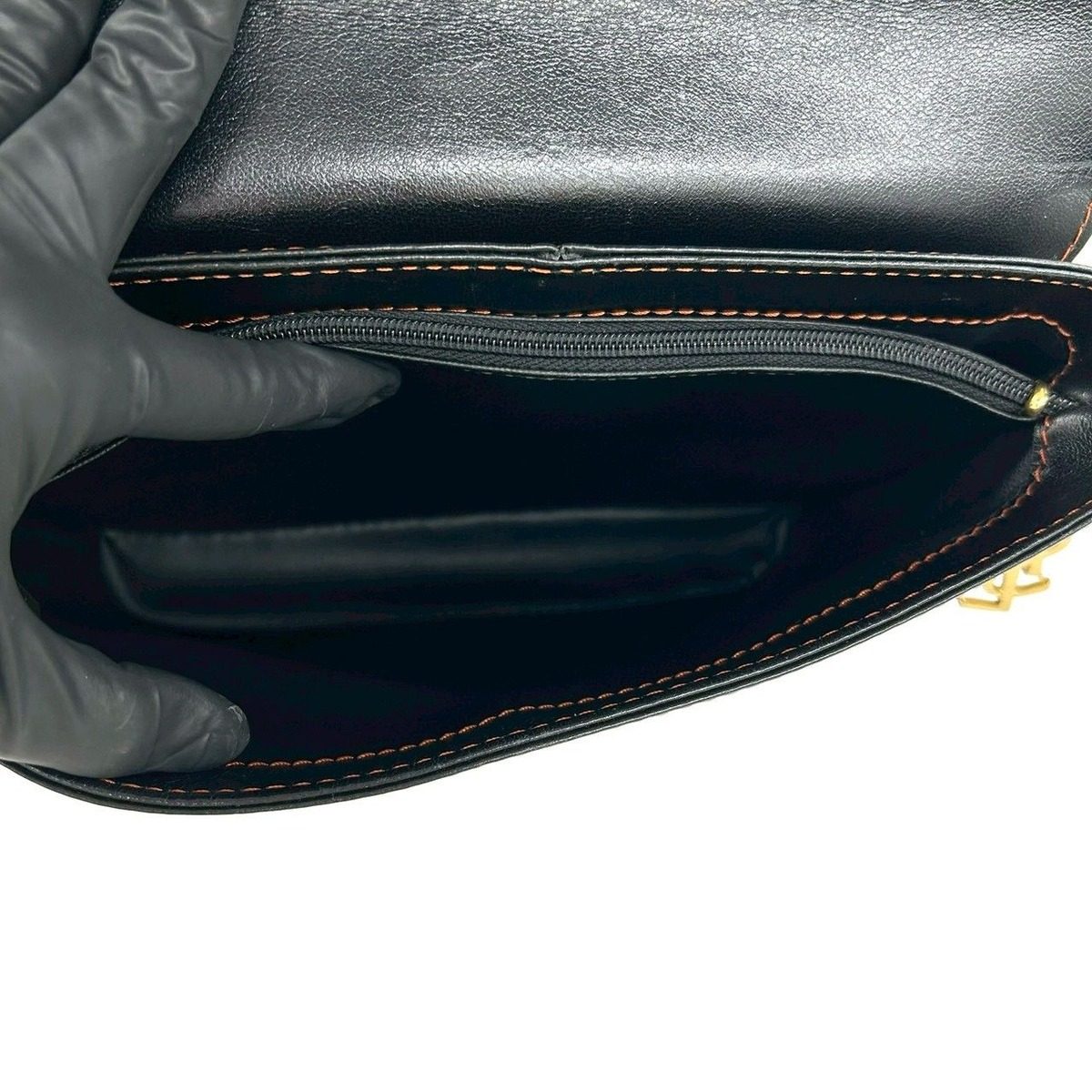 Saint Laurent Yves Cassandra Cutout Leather Shoulder Bag Black — view 9